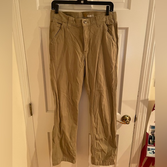 Carhartt Relaxed Fit Work Pant Men's Size 32x32 Khaki Tan Pocket Flat Front - Picture 1 of 5